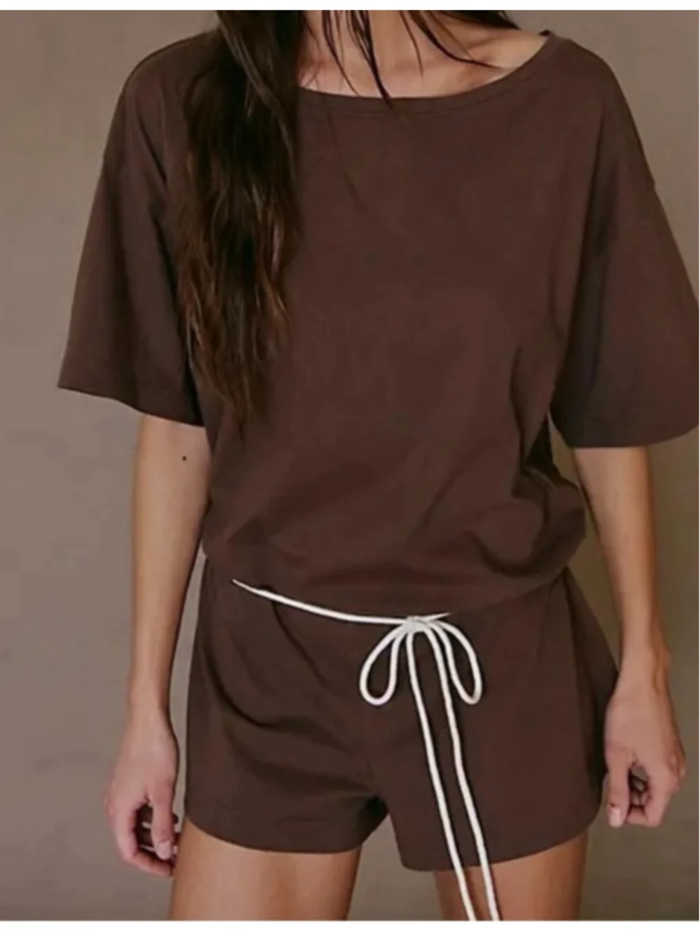 Free People Free-est Brown & White Drawstring Romper XS Bundle NWOT